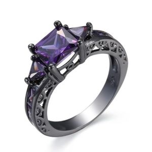 NEW Midnight Black Grape Lavender Amethyst Ring